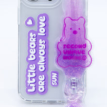 Load image into Gallery viewer, SECOND UNIQUE NAME Tube Bear Phone Clear Case Purple