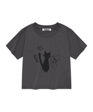 Load image into Gallery viewer, FALLETT Night Nero Crop Short Sleeve Charcoal