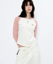 Load image into Gallery viewer, FALLETT Flower Logo Raglan Long Sleeve Pink