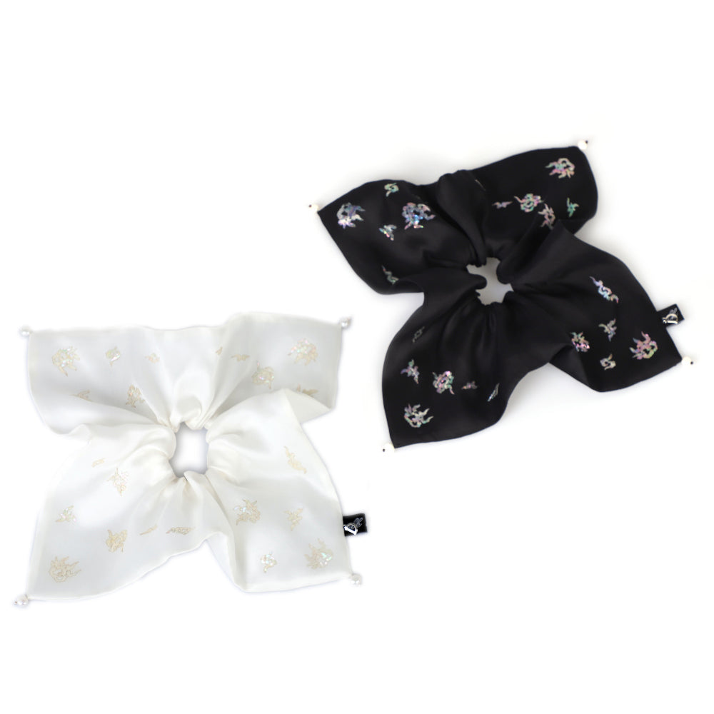 [K-BRAND] CLAB Heritage cloud-patterned Mother-of-pearl  decoration Hard silk organza Hair scrunchie