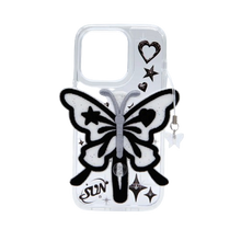 Load image into Gallery viewer, SECOND UNIQUE NAME Clear Patch Butterfly Black