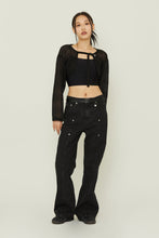 Load image into Gallery viewer, TARGETTO Crochet Bolero Cardigan Black