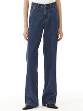 Load image into Gallery viewer, EMKM Signature Semi Wide Denim Pants Dark Blue