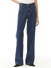 Load image into Gallery viewer, EMKM Signature Semi Wide Denim Pants Dark Blue