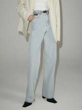 Load image into Gallery viewer, EMKM Signature Semi Wide Denim Pants Light Blue
