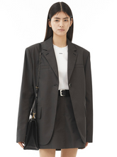 Load image into Gallery viewer, EMKM Stitch Point Mini Skirt Charcoal