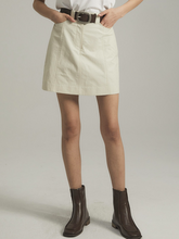 Load image into Gallery viewer, EMKM Stitch Point Mini Skirt Beige