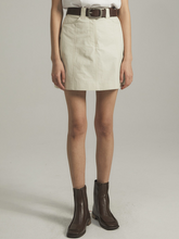 Load image into Gallery viewer, EMKM Stitch Point Mini Skirt Beige