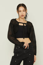 Load image into Gallery viewer, TARGETTO Crochet Bolero Cardigan Black