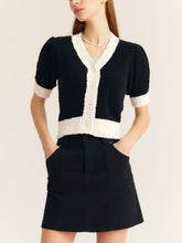 Load image into Gallery viewer, CITYBREEZE Puff Sleeve Cropped Cardigan Black
