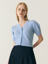 Load image into Gallery viewer, CITYBREEZE Puff Sleeve Cropped Cardigan Blue (IZ*ONE MINJU’s Pick)