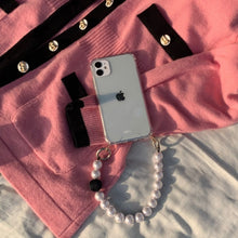 Load image into Gallery viewer, ARNO BEADS Iphone Case With Beads Strap Black Point Pearl