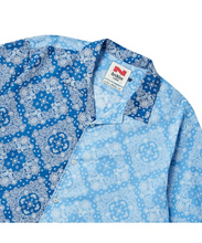 Load image into Gallery viewer, BEYOND CLOSET Collection Line Archive Bandana Patch Open Collar Shirt Blue