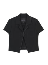 Load image into Gallery viewer, EMKM Unbalance Collar Stitch Jacket Black