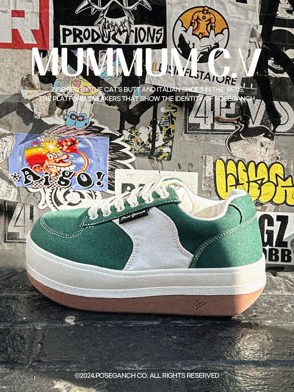 スニーカー NEW COLOR [ POSEGANCH] MUMMUM C.V (7 color) POSE GANCH Mummum C.V Green Sneakers Version 2 – NOTAG GLOBAL