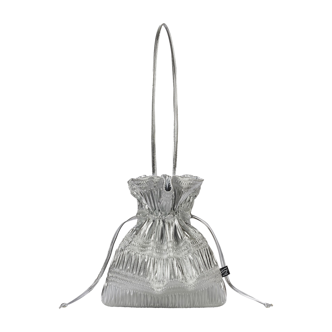 KWANI Crinkle Shoulder Bag Silvery Silver