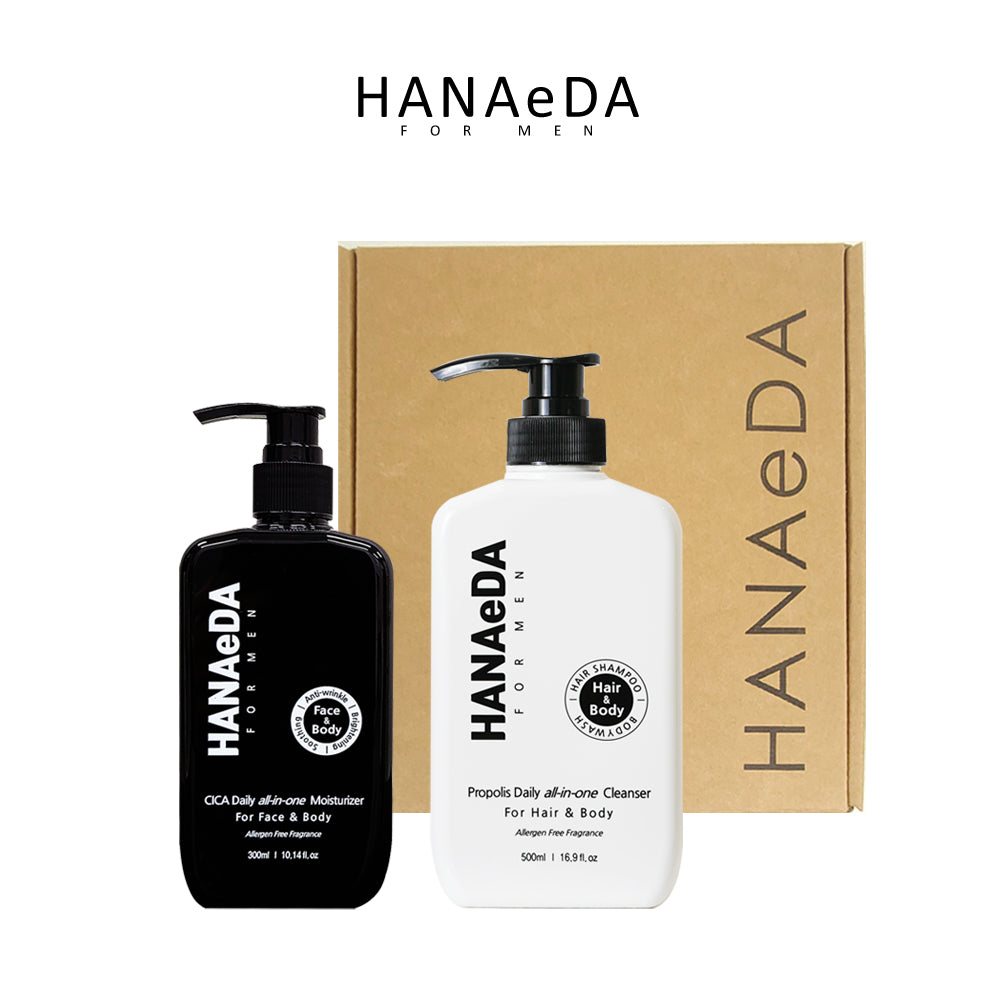 [GGD] HANAeDA FOR MEN CICA Daily all-in-one Moisturizer & Propolis Daily all-in-one Cleanser set