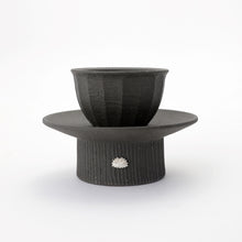 Load image into Gallery viewer, [KCDF] DONONG Silver Decoration Pedestal Cups and Black Soil Teapot with Copper Handle
