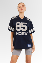 Load image into Gallery viewer, Women's Over Size Football Short Sleeve Navy
