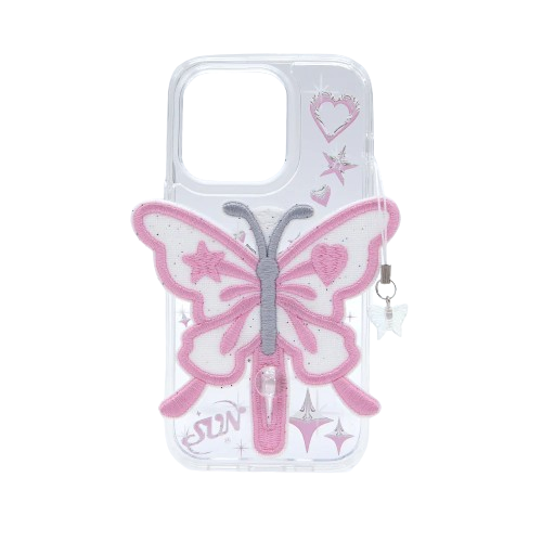 SECOND UNIQUE NAME Clear Patch Butterfly Pink