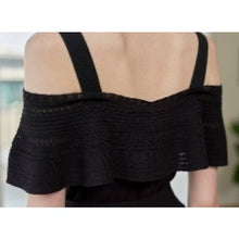 이미지를 갤러리 뷰어에 로드 , [DK SHOP] Linda Off Shoulder Ruffle Line Knit Belt Dress
