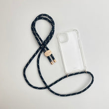Load image into Gallery viewer, ARNO iPhone Case with Rope Strap Pink Dot Navy
