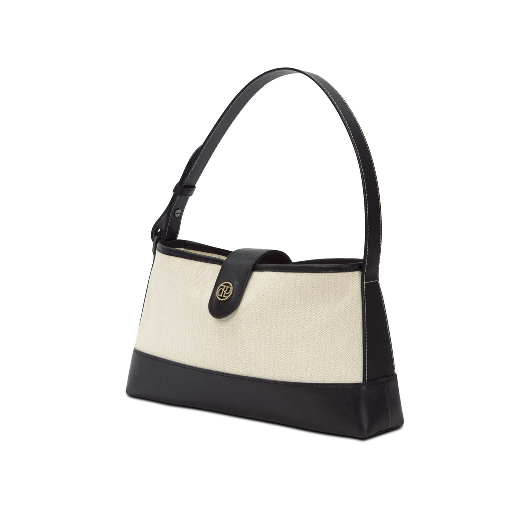 DEPOUND Town Bag Hobo Herringbone Ivory