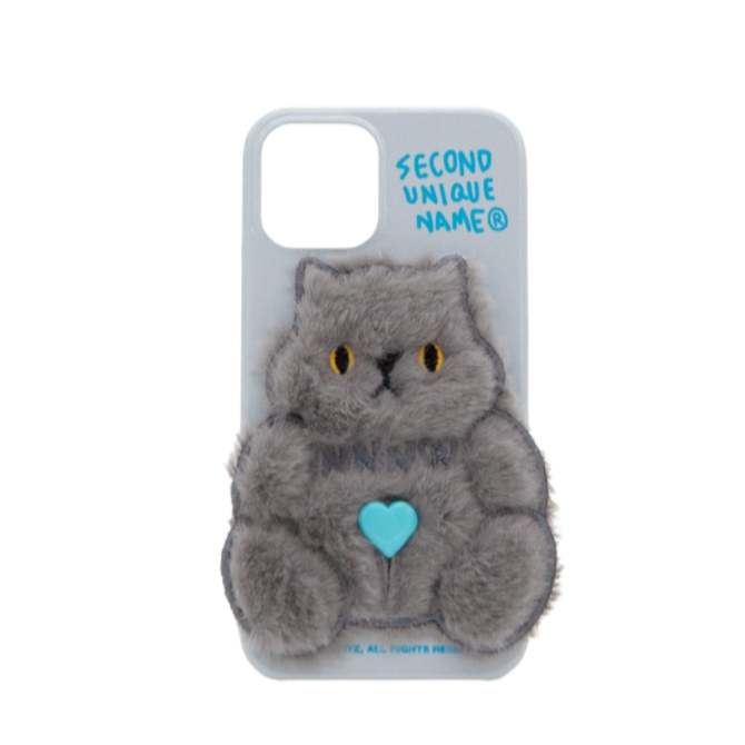 SECOND UNIQUE NAME Sun Case Patch Fur Cat Light Gray