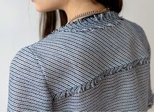 Load image into Gallery viewer, [K-BRAND] MIJU Two-tone line no-collar tweed half-sleeve jacket
