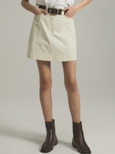 Load image into Gallery viewer, EMKM Stitch Point Mini Skirt Beige
