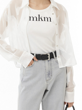 이미지를 갤러리 뷰어에 로드 , EMKM Seethrough Feather Jacquard Shirts
