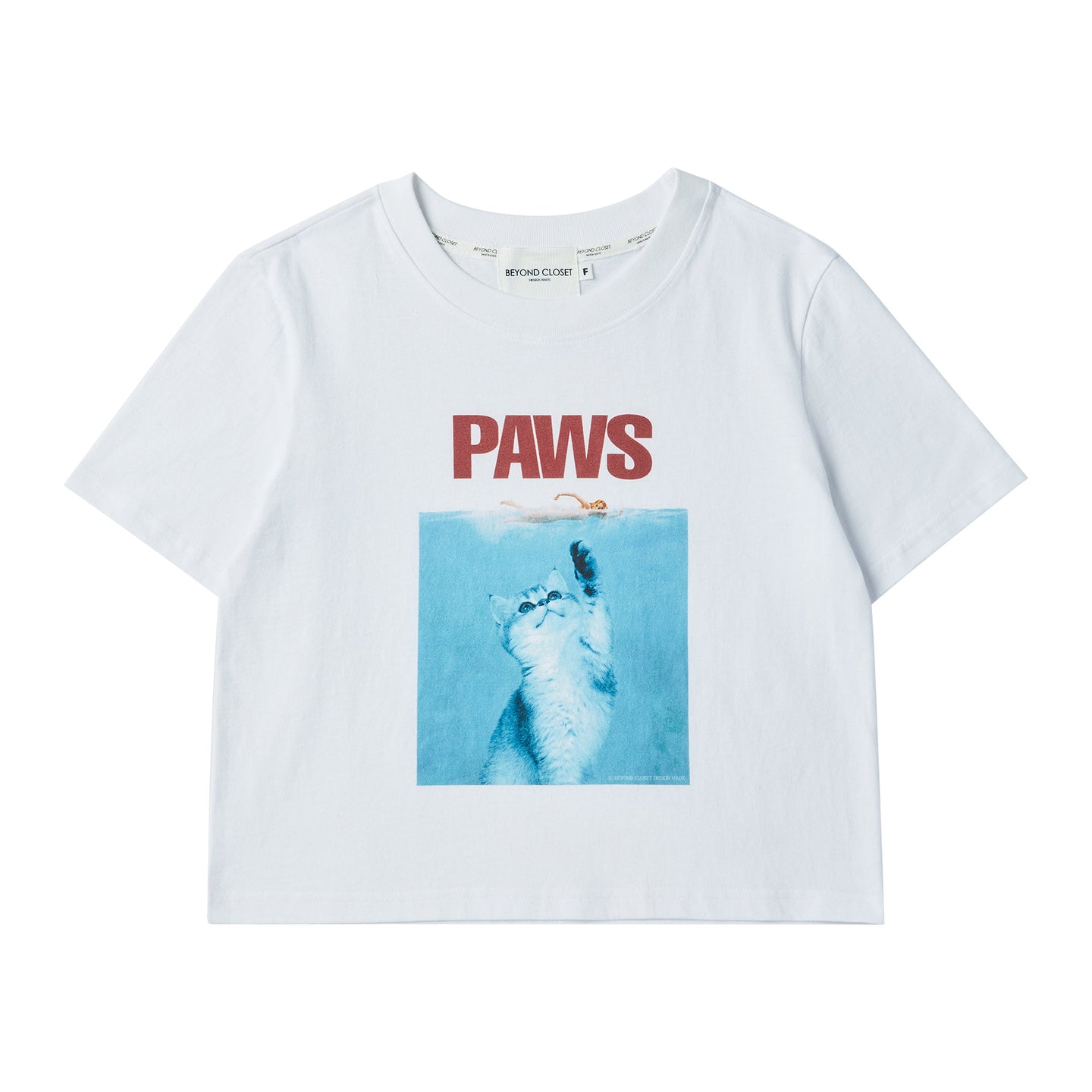 BEYOND CLOSET Women's Edition Paws Summer Print T-Shirt White