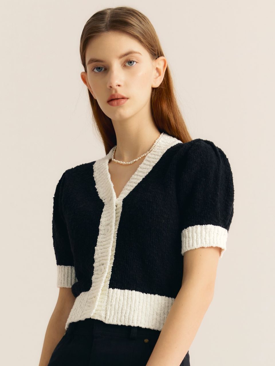 CITYBREEZE Puff Sleeve Cropped Cardigan Black