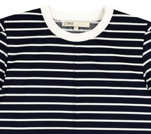 Load image into Gallery viewer, CITYBREEZE Puff Sleeve Striped T-shirt Navy (IZ*ONE MINJU’s Pick)

