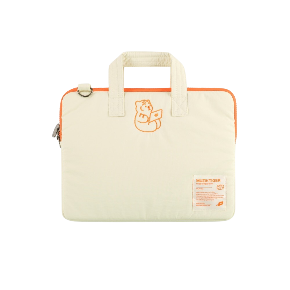 MUZIK TIGER Sitting Tiger Laptop/ Tablet Strap Pouch Ivory