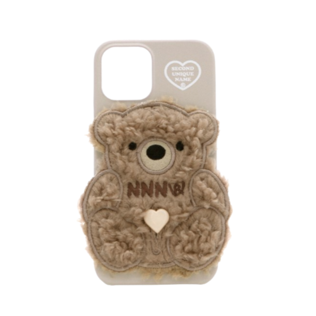 SECOND UNIQUE NAME Sun Case Patch Fleece Bear Mocha Cream